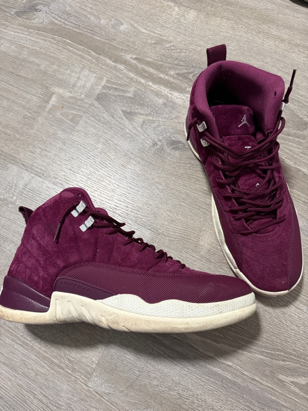 Jordan Burgundy Suede High-Top Sneakers with Cream Soles